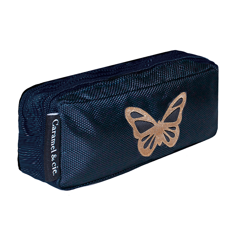 Trousse Double Papillon Bleu Fille Pour L Ecole