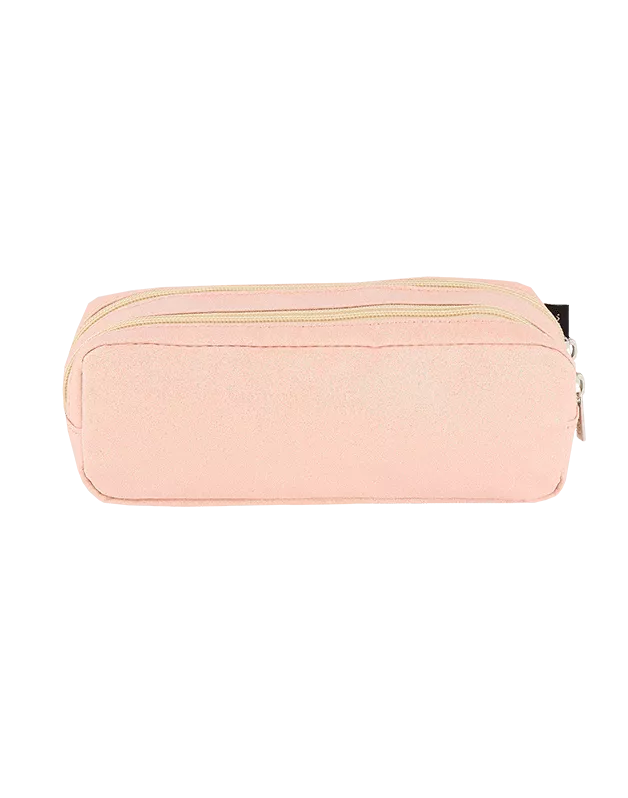 Double Pencil Case Pink Glitter