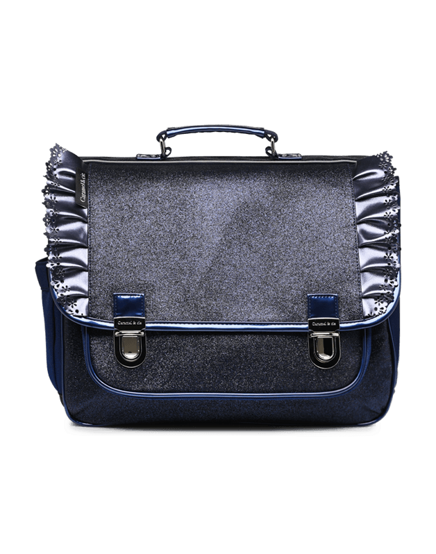 Medium Navy Glittery Flounces Schoolbag