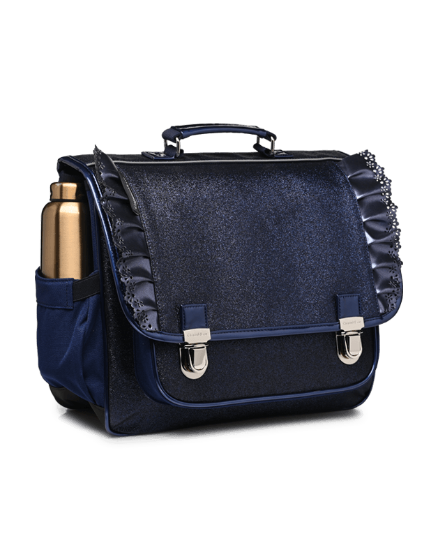 Medium Navy Glittery Flounces Schoolbag