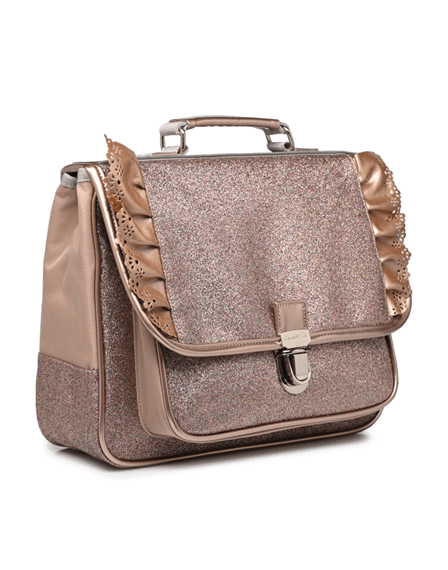 Small schoolbag Flounces Glitter copper