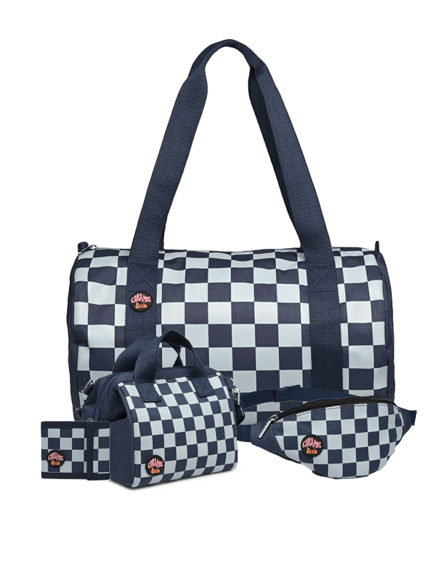 Kit Trousse + Sac Polochon + Sac repas Square Marine/Bleu ciel