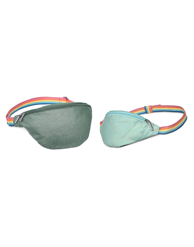 Set of 2 Iridescent Green and Blue Mother & Daughter Banana Bags