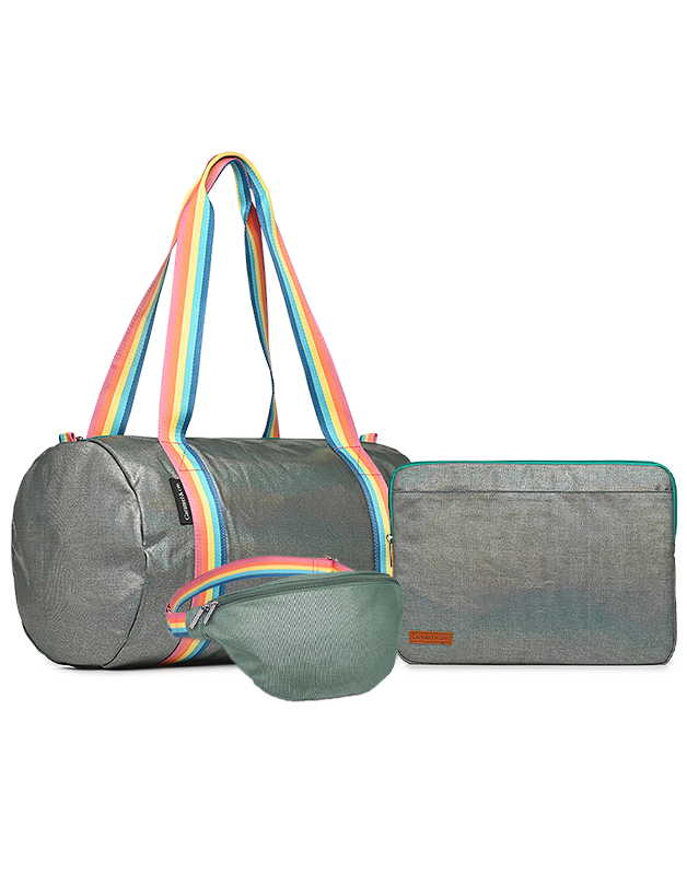 Set of 3 iridescent Green bags for women